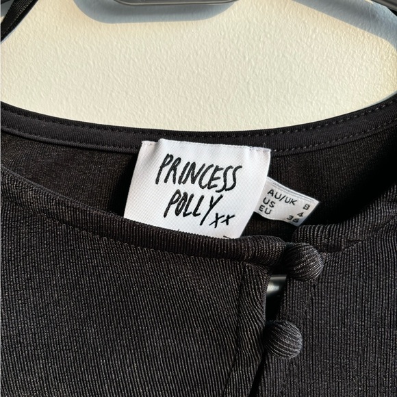 Princess Polly Black Button Top (Size 4) - Picture 2 of 2